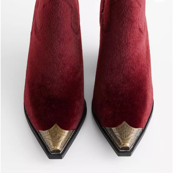 Oasis Society Red Western Ankle Boots Metal Toe Cap Size 9 - Picture 4 of 8